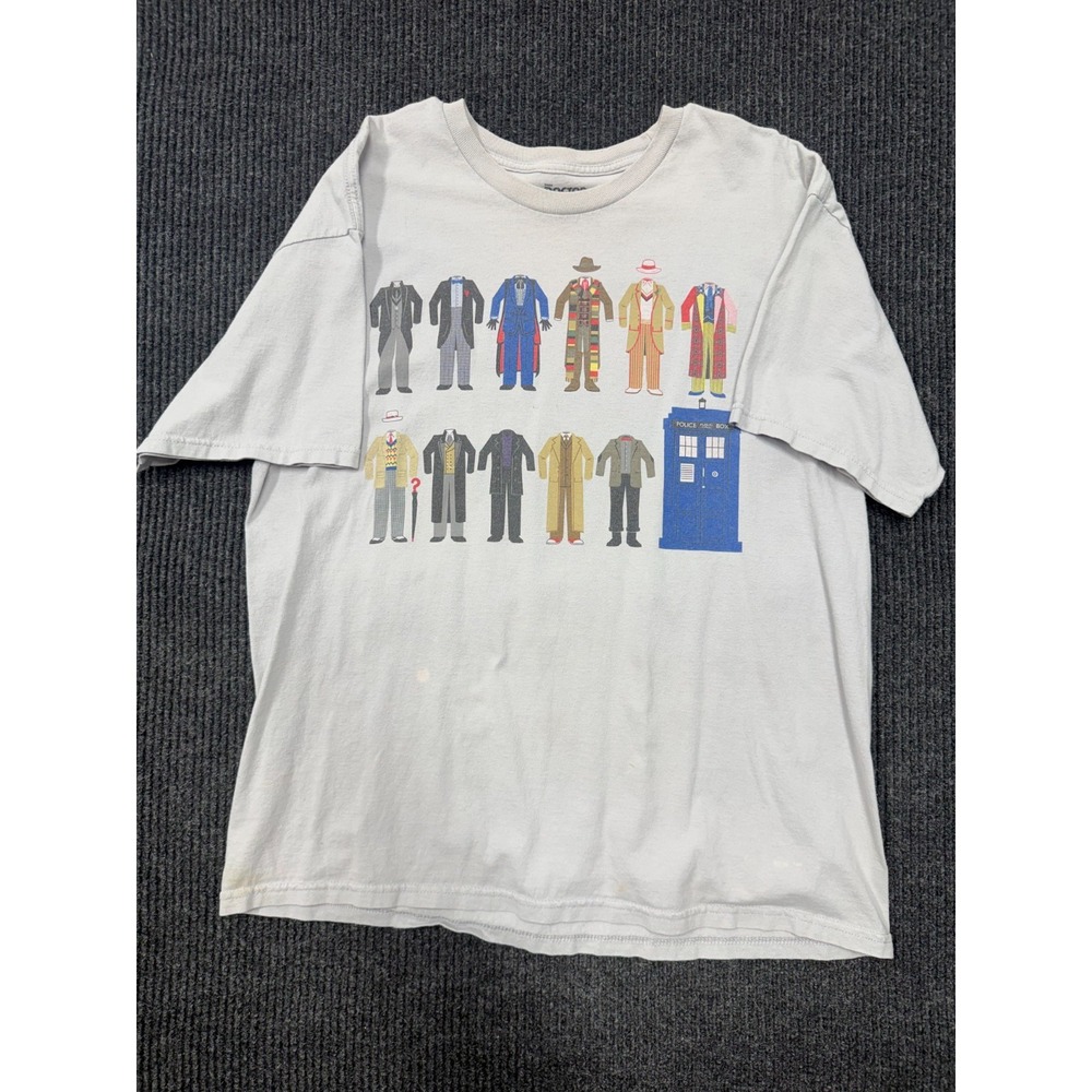 Doctor Who 2009 Ripple Junction XL All Doctors TARDIS Gray Graphic T Shirt BBC